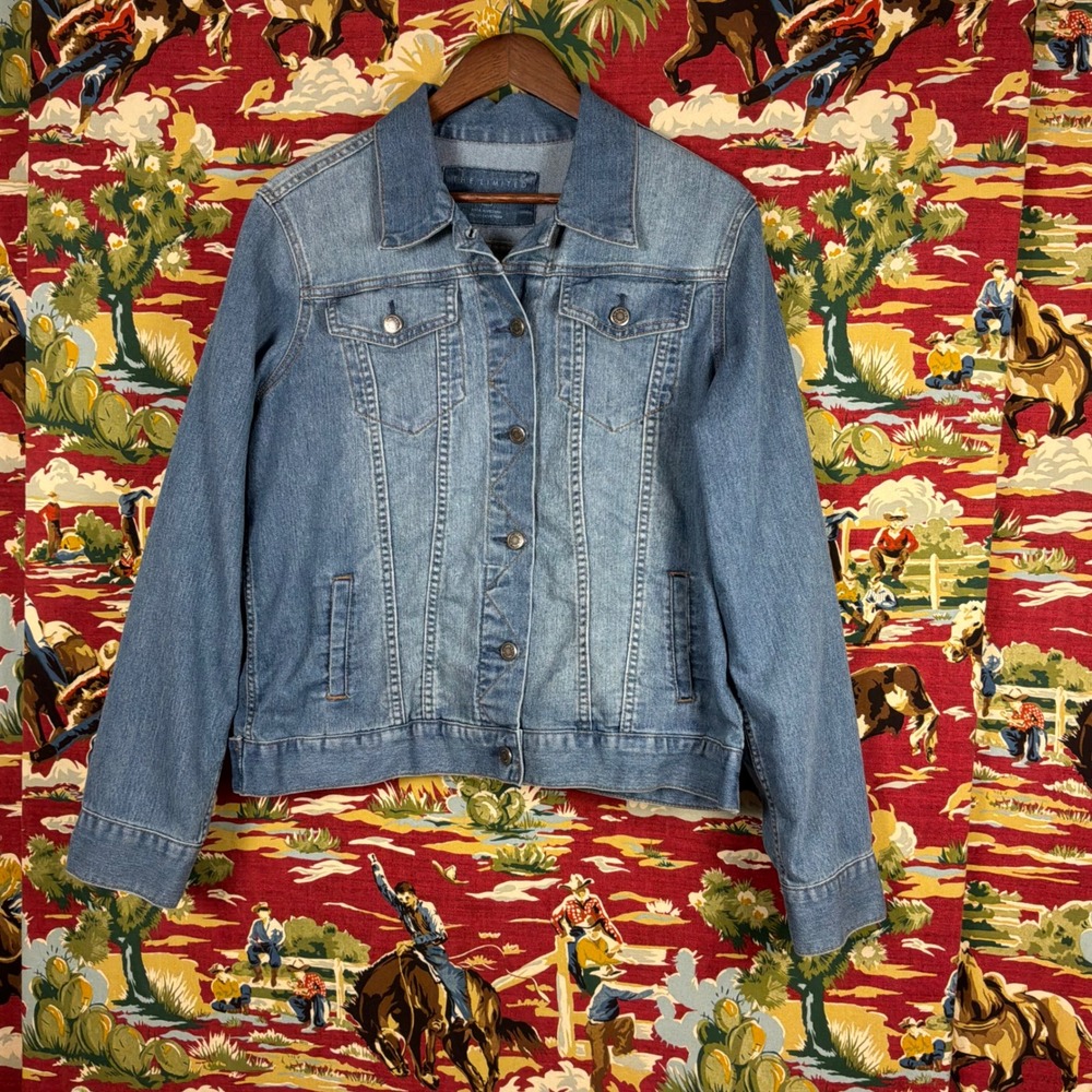 The Limited Denim Jacket Womens XL Blue Excellent Stretch Button Front Trucker